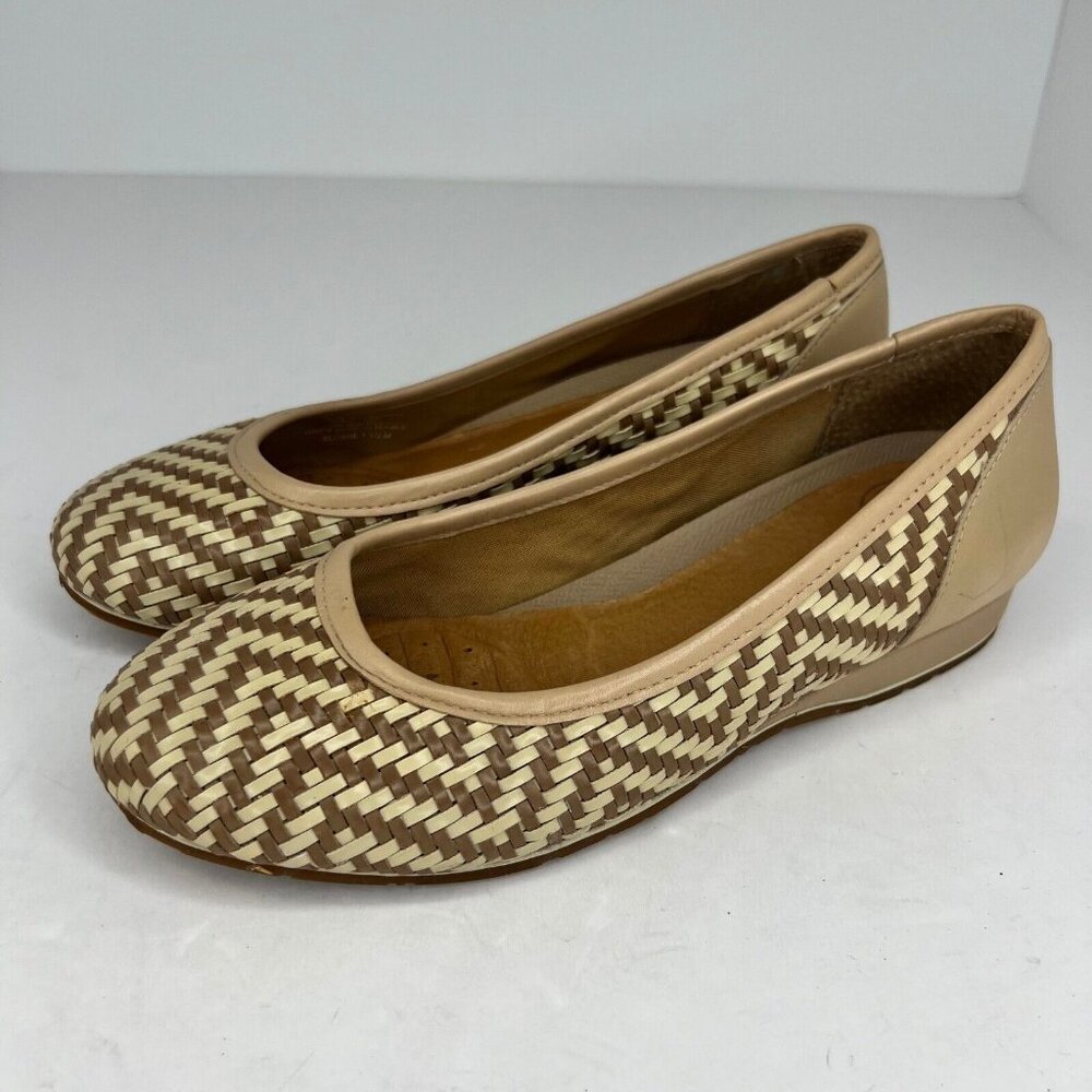 Nurture Womens Ivory Woven Pattern Sloane Leather Size 7.5 M Slip On Flats